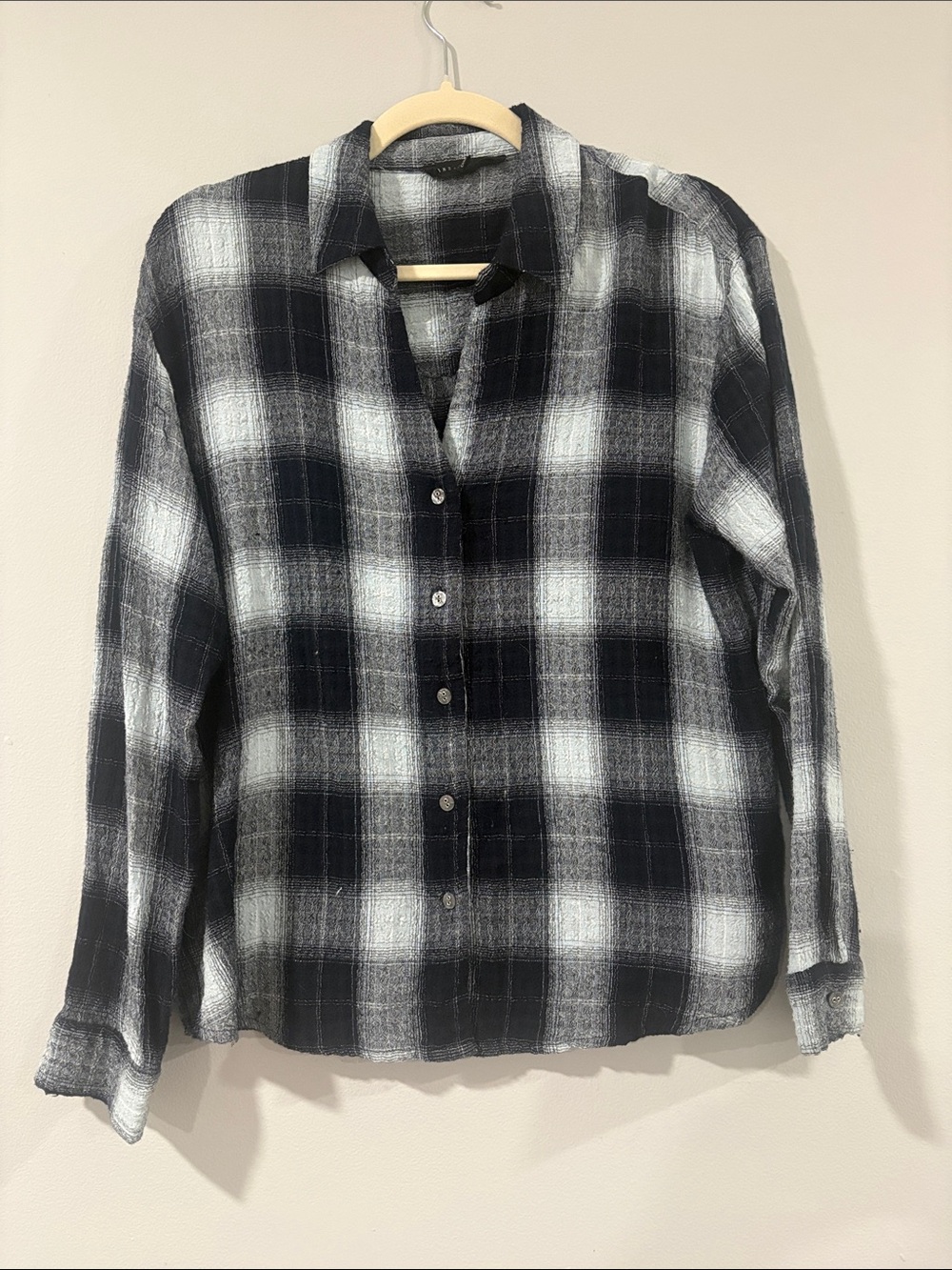 JANE & DELANCEY BLACK & White PLAID BUTTON DOWN LONG SLEEVE SIZE/M